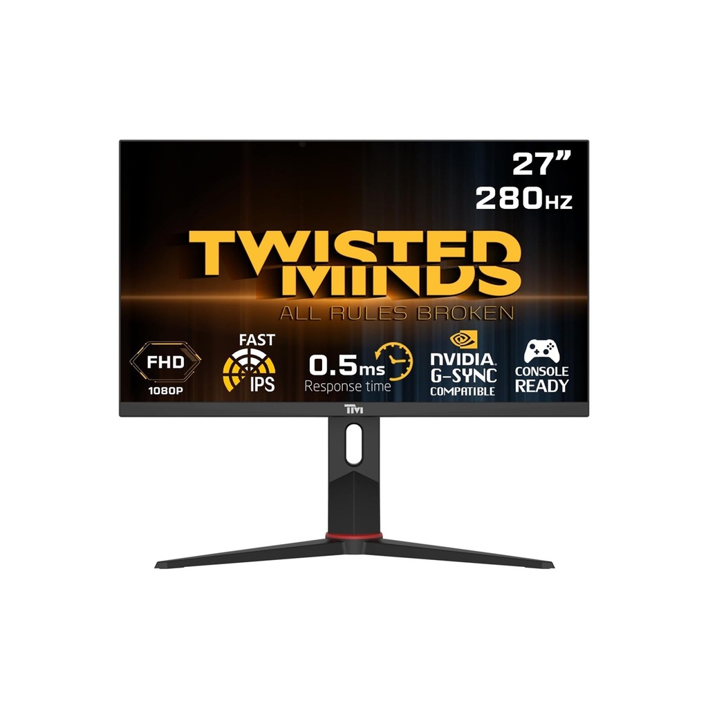 [NS013233] Twisted Minds 27'' FHD Fast IPS, 280Hz, 0.5ms, HDMI 2.1, HDR Adjustable Stand Gaming Monitor - Black