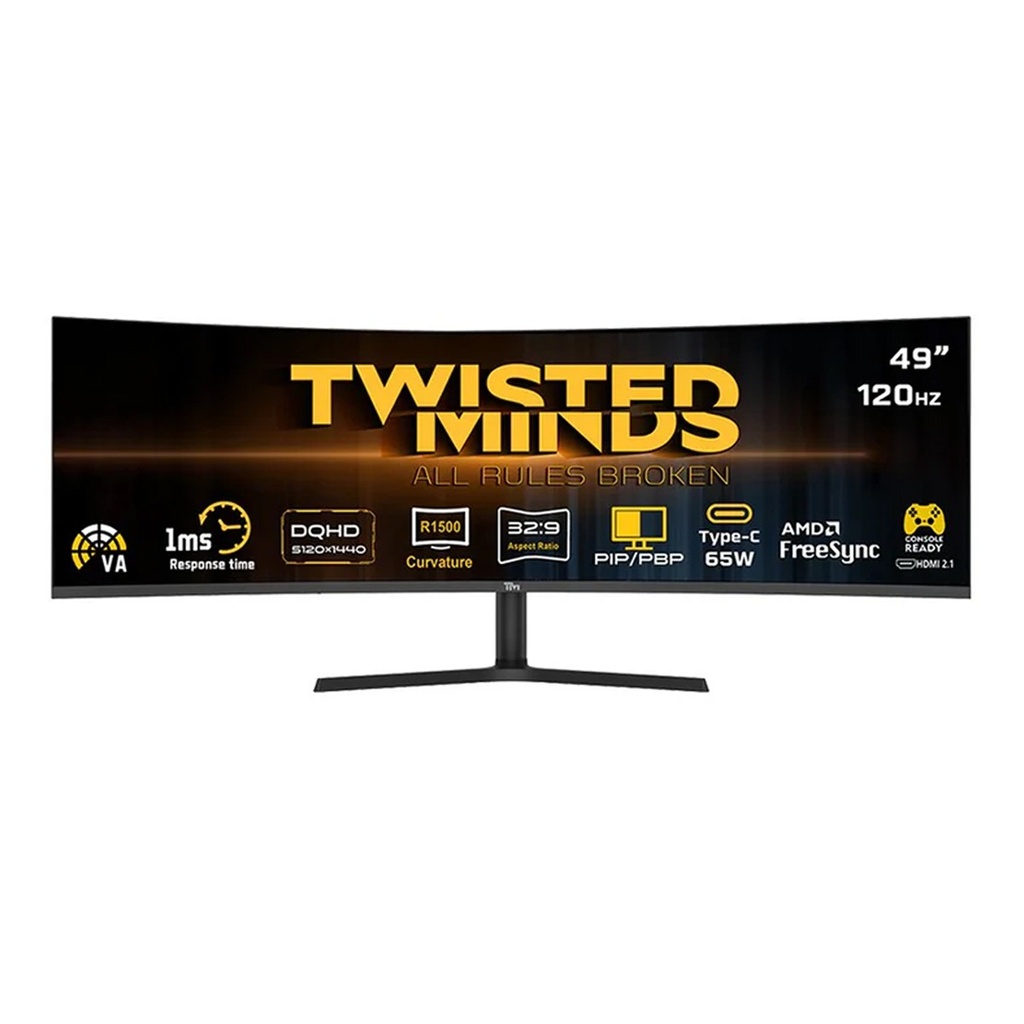 [NS031984] Twisted Minds Eclipse Pro Series 49" 2K WQHD VA 120Hz 1ms HDR10, HDMI 2.1 Built-in Speakers Curved Gaming Monitor