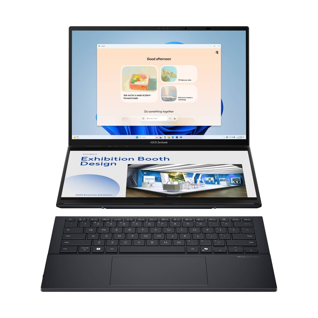 [NS031768] Asus Zenbook Duo UX8406CA-PZ005W Laptop, Intel Core Ultra 9 285H Processor, 32GB RAM, 2TB SSD NVMe, Intel Arc Graphics, 14.0" 3K OLED 120Hz Touch Screen, Windows 11 Home, Inkwell Gray | 90NB14X1-M003F0