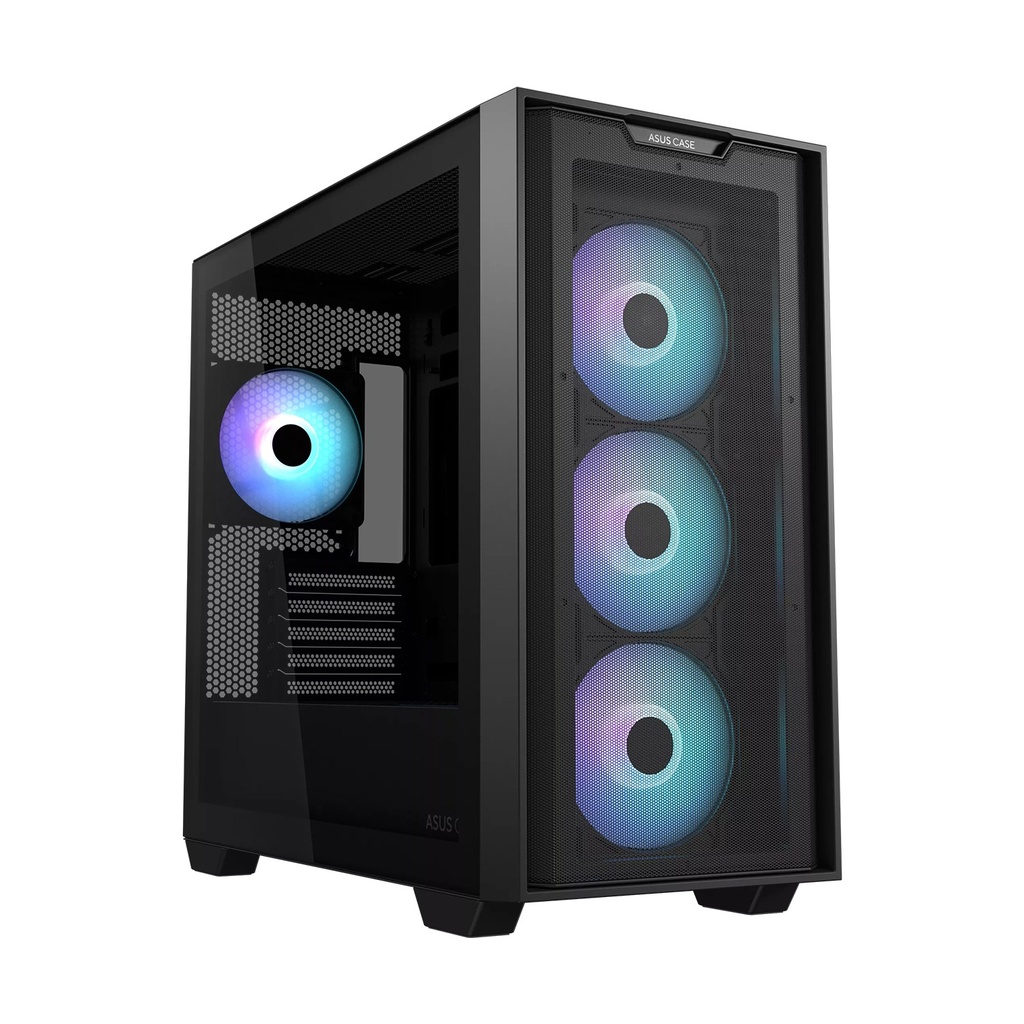 Asus A21 Plus Micro ATX Tower Tempered Glass Side Panel Case 4 ARGB Fan - Black