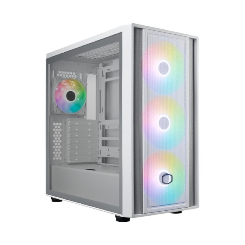 [NS027780] Cooler Master MB600 ARGB Mid Tower Case, Optimized Airflow, 140mm Sickleflow Fans - White