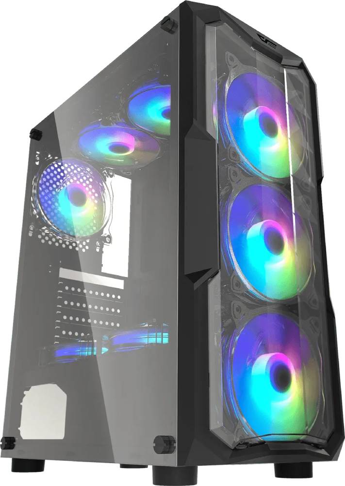 [NS002146] DarkFlash AQUARIUS Drill Cutting Design Off-Panel Tempered Glass Side Panel Case