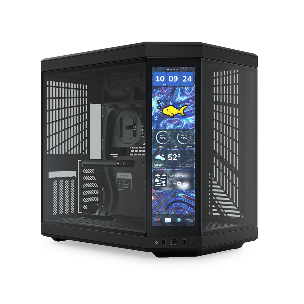 [NS026571] HYTE Y70 TOUCH INFINITE - 14.5 Inch Touchscreen Mid Tower Two Panel Front & Left Side Tempered Glass Case without Fan - Black