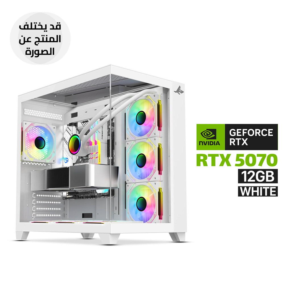 Gaming PC AMD RYZEN 7-7800X3D Processor, GIGABYTE X870 WIFI Motherboard, 32GB DDR5 RAM (6000), 1TB SSD NVMe, RTX 5070 12GB 3X Fans White, L360 Liquid Cooler White, 850 WATT GOLD PSU, Sharx Profin XI700W Case White 7x RGB Fans, Windows 11 Pro (License)