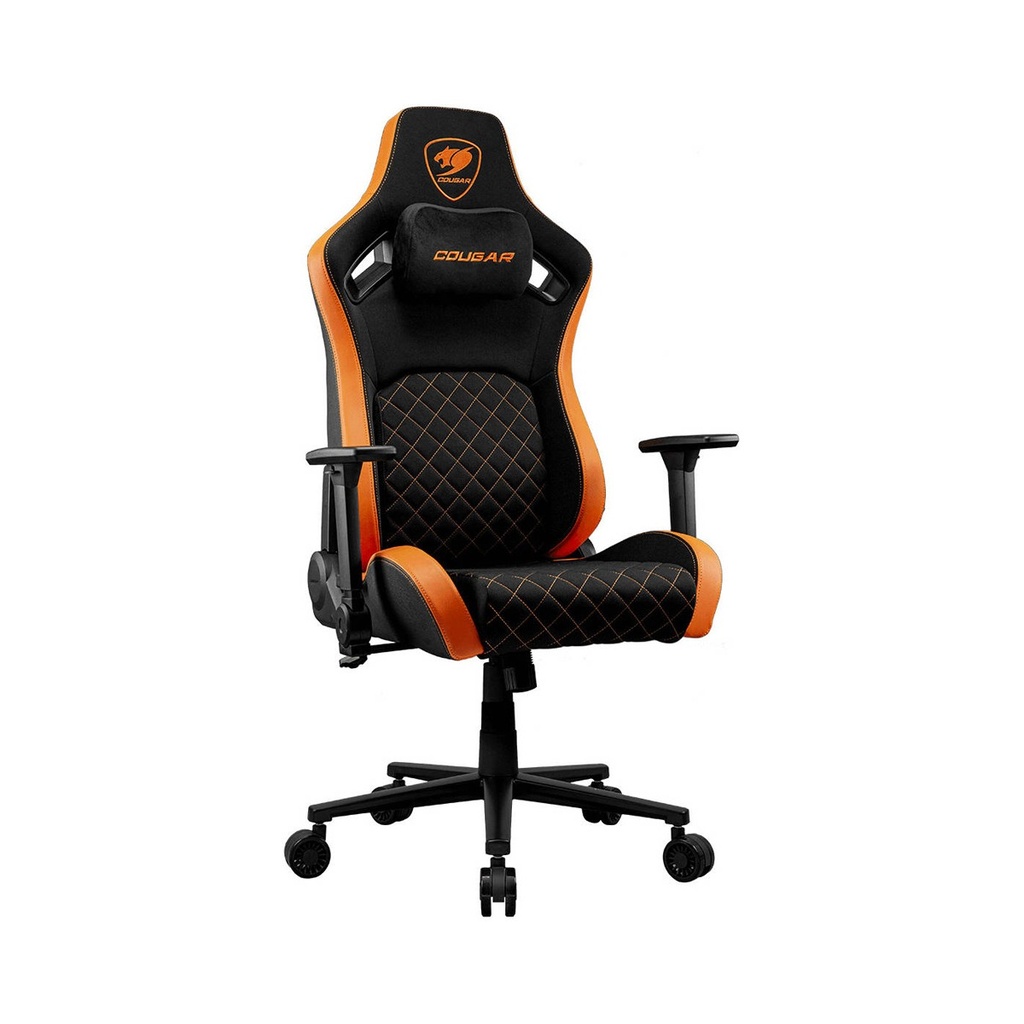 [NS029502] Cougar Defensor F Gaming Chair, Woven Fabric Surface, PushBack Advanced Lumbar Support, 4D Folding Armrests, 155° Reclining, Piston Lift Height Adjustment, Class 4 Gas Lift, Black | 3MDFFORB.0001
