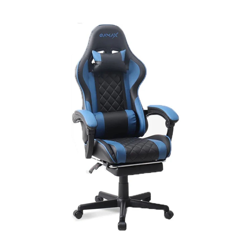 [NS029833] Gamax Gaming Chair with Linkage Function Armrest & Retactable Footrest (Blue)