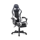 Gamax Gaming Chair Adjustable Armrest 360 Degree Swivel Seat With Premium Fabric & Foot Rest - White