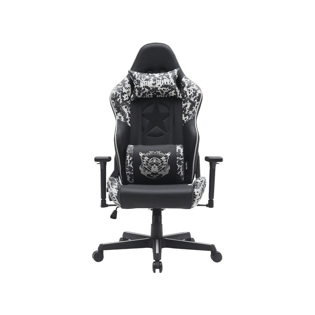 GameOn Call Of Duty Gaming Chair Material PU + PVC, Arm Rests 4D, Adustable, Gas Lift 80mm Class 4, Frog Mechanism - Grey & black
