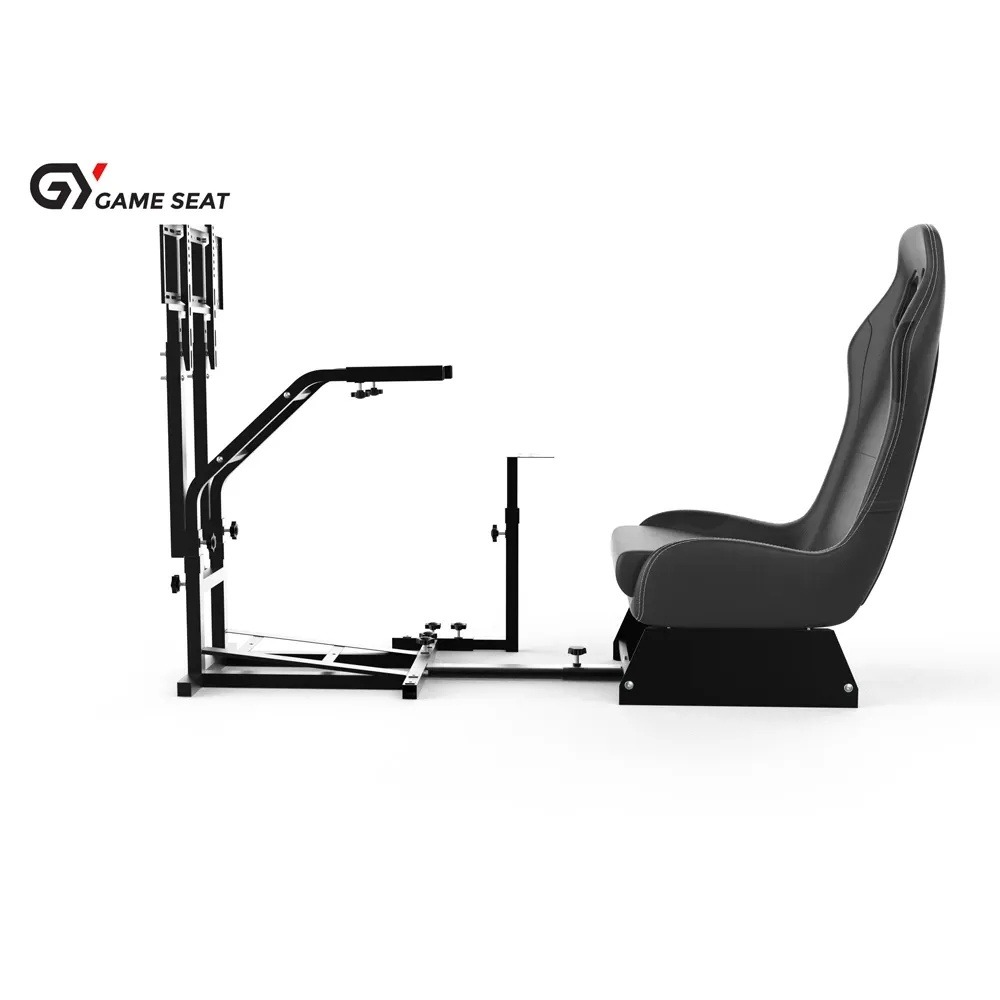 Gameseat GY032 Racing Simulator Cockpit with Monitor Mount – Black | Adjustable Steel Frame