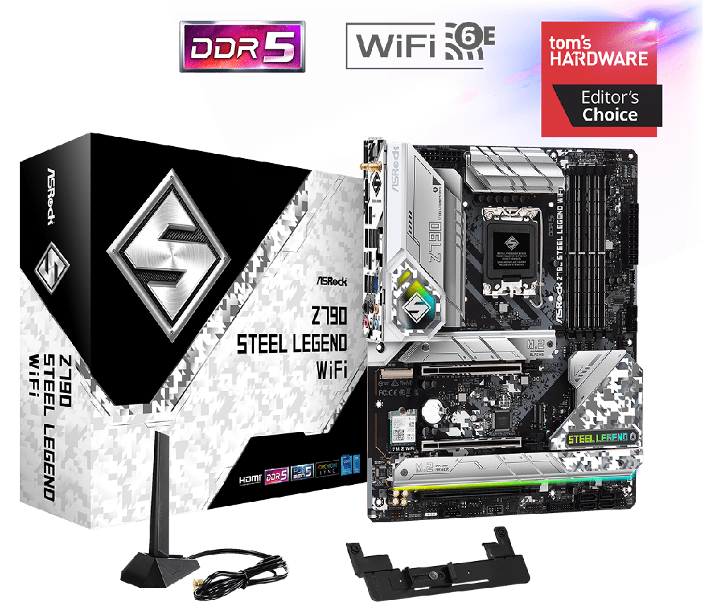 [NS027363] ASRock Z790 Steel Legend WiFi 6E - BT LGA 1700 Intel Z790 SATA 6Gb/s DDR5 ATX Intel Motherboard