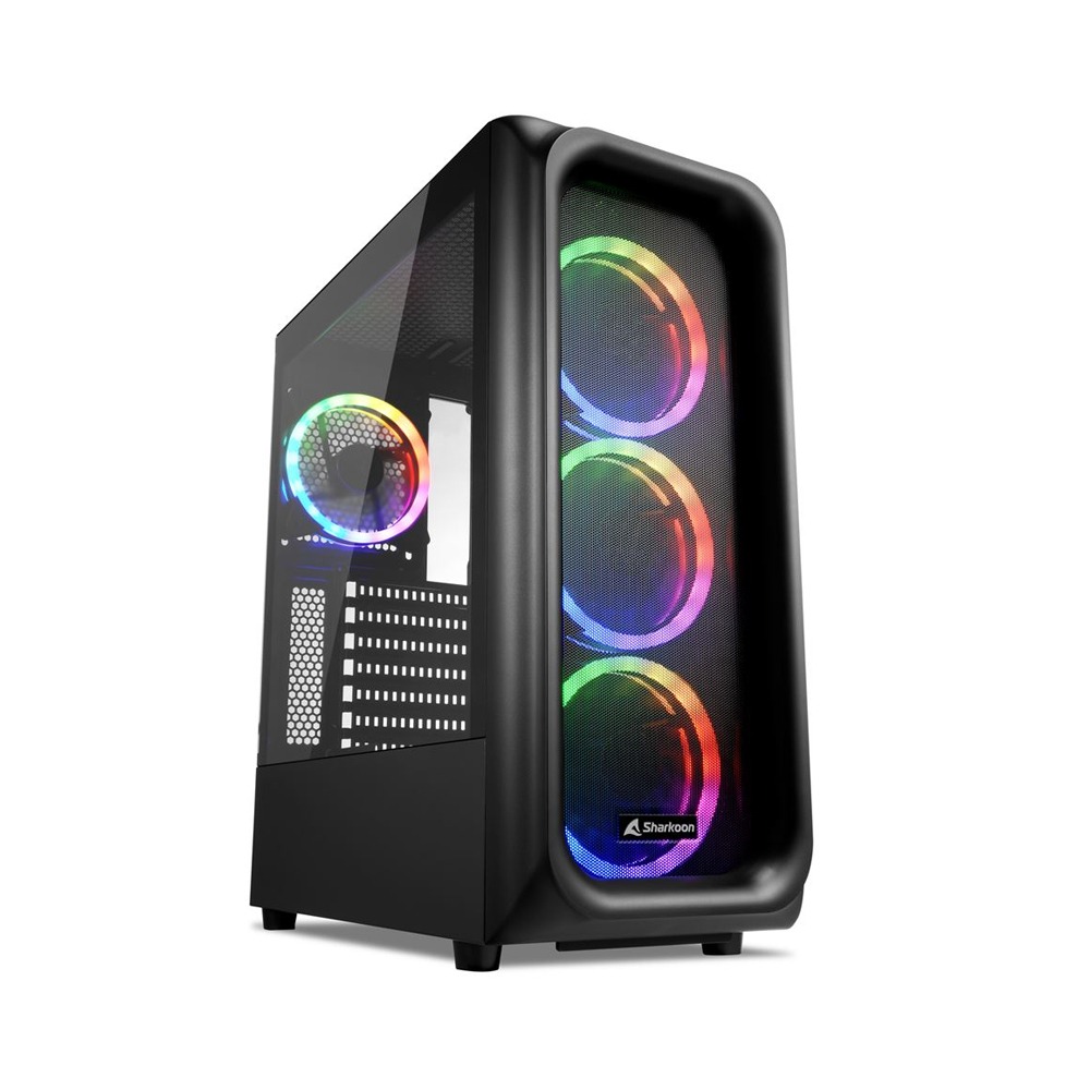 Sharkoon TK5M Mid Tower Tempered Glass Side Panel Case With 4 RGB Fan - Black