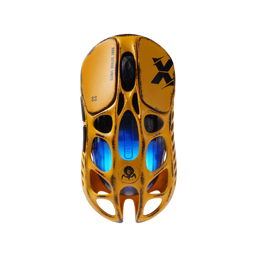 [NS033593] GravaStar Mercury X Magnesium Alloy Frame Wireless/Bluetooth/Wired Gaming Mouse Special Edition - Battle Worn Yellow