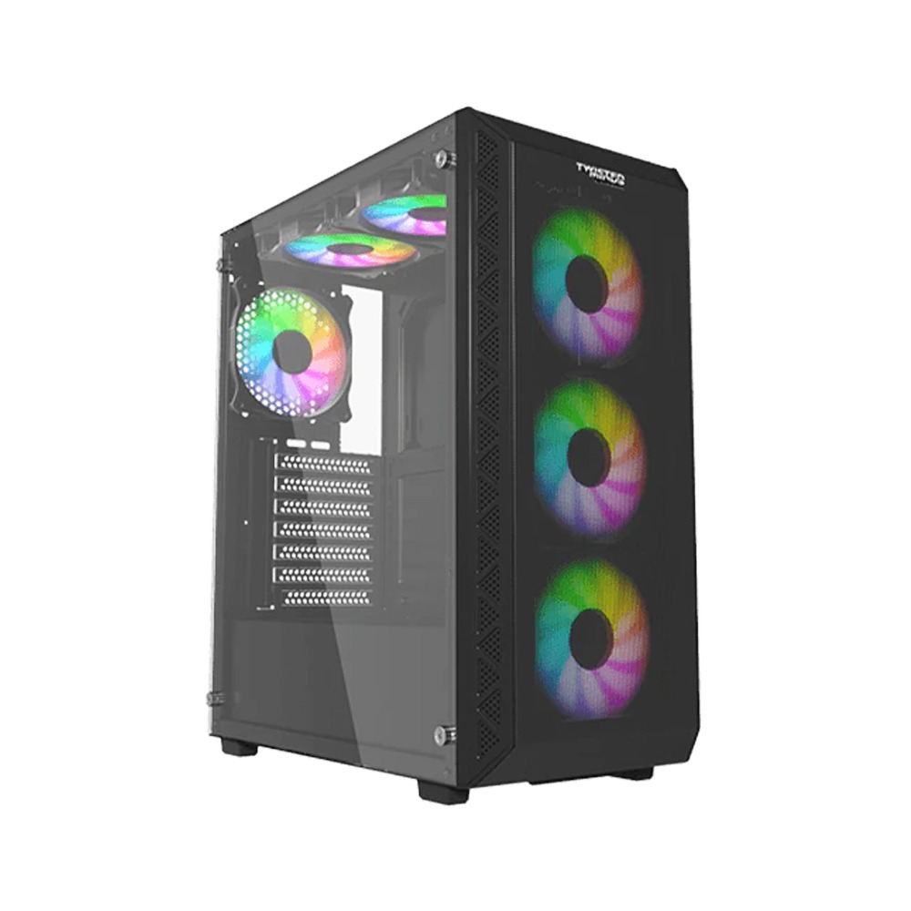 [NS014604] Twisted Minds 03 Apex Mid Tower Left Side Tempered Glass Panel Case With 3 RGB Fans - Black