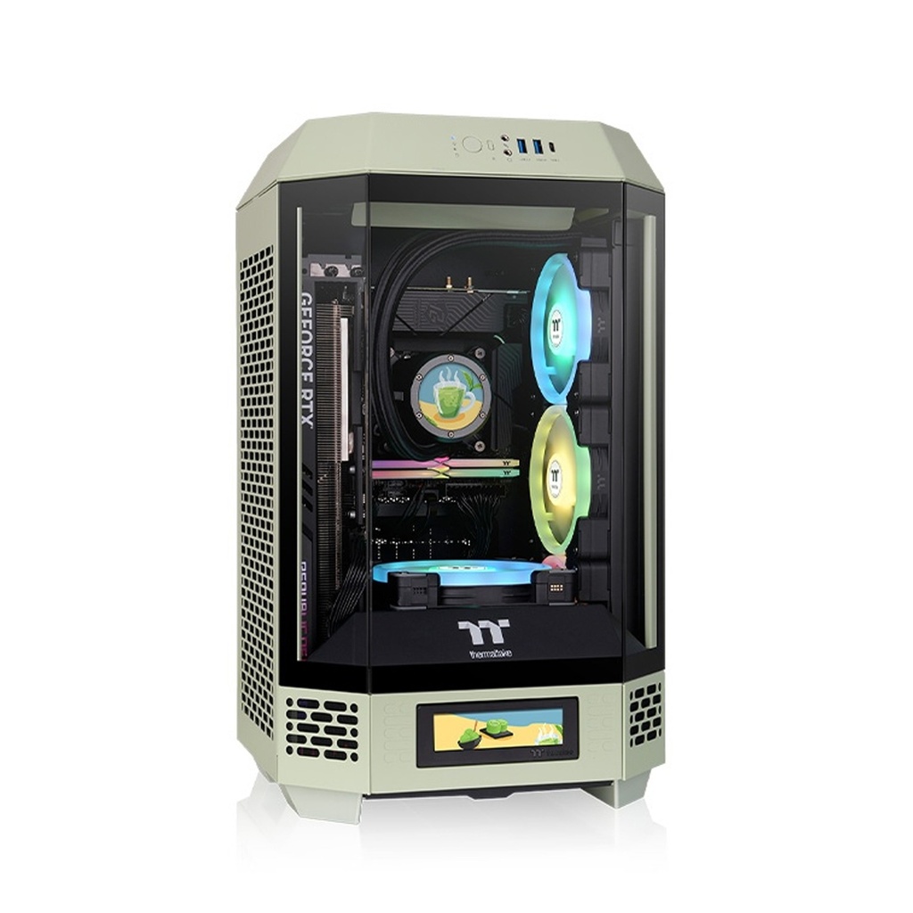 [NS029797] Thermaltake The Tower 250 Mini Tower Chassis, 2x CT120 Pre-Installed Fan, Up to 360mm Radiator & 8x Fan Support, 3x 3mm Tempered Glass Panels, Dust Filters, Matcha Green | CA-1Z9-00SEWN-00