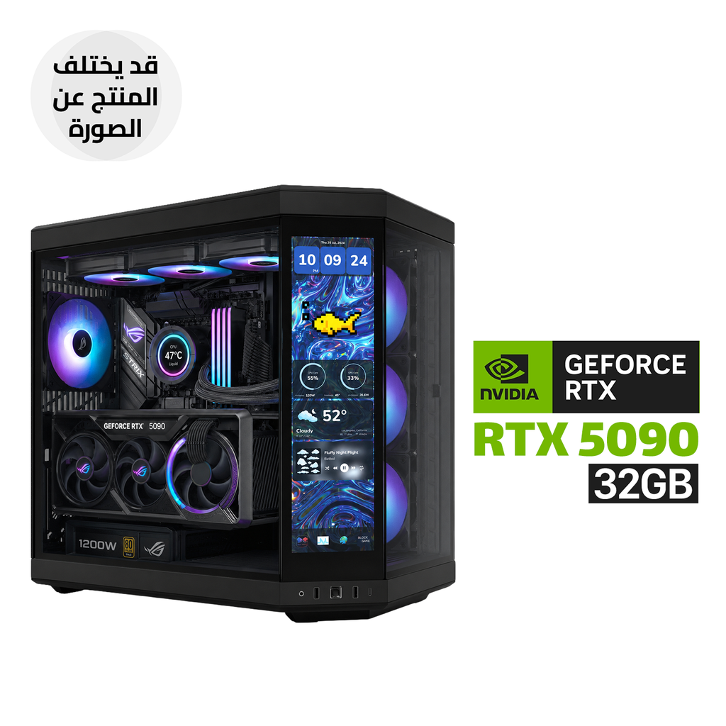 Gaming PC RYZEN 9-9950X3D2 Dual Edition Processor, Asus Strix X870E-H Wifi7 MB, 32GB RAM DDR5, 2TB SSD NVMe, RTX 5090 32GB VGA, 1200 WATT GOLD PSU, ASUS Ryuo iv Liquid Cooler, Hyte Y70 Touch Case Black, Asus 3X Fans, Windows 11 Pro (License)