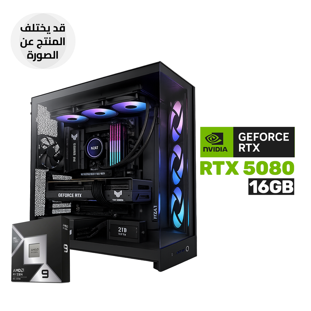 [NS033649] Gaming PC RYZEN 9-9950X3D2 Dual Edition Processor, Asus TUF Gaming X870E-Plus Wifi7, 32GB RAM DDR5, 2TB SSD NVMe,Nvidia RTX 5080 16GB VGA, 1000 WATT GOLD PSU, ASUS TUF L360 Liquid Cooler,NZXT H9 Flow RGB Case, Windows 11 Pro (License)