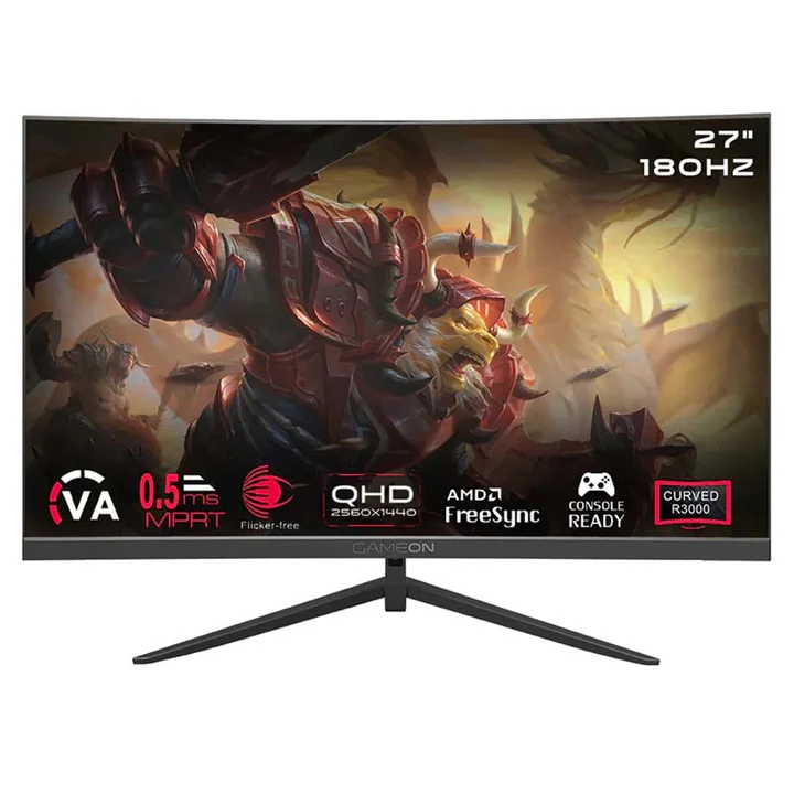 [GG2QU] GAMEON GOC27Q180VA 27" QHD, 180 Hz, MPRT 0.5 ms, HDMI 2.1, VA Panel Curved Gaming Monitor (Used)