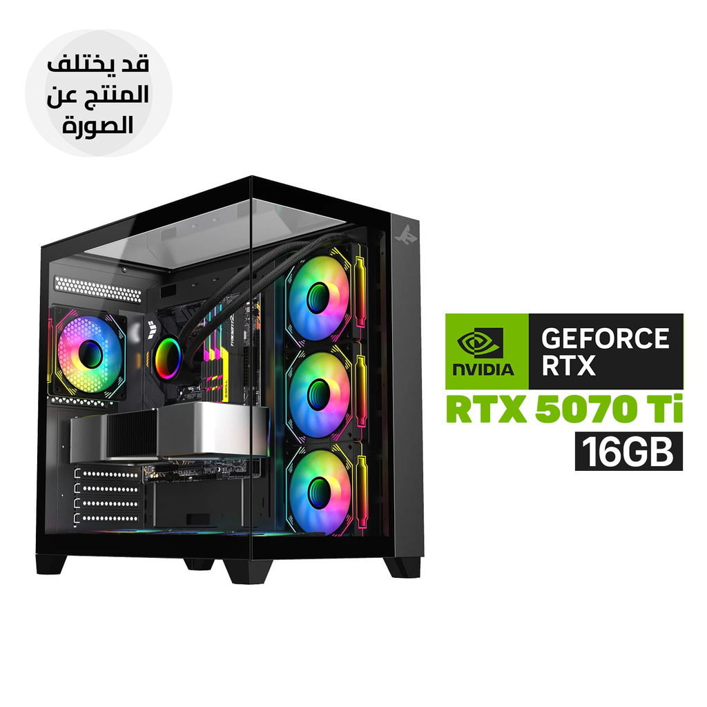 Gaming PC Ryzen 7 9800X3D Processor, Gigabyte X870 WiFi D5 Motherboard, 32GB DDR5 (6000) RAM, 1TB NVMe Gen-4 SSD, RTX 5070 Ti 16GB VGA, 850 WATT GOLD PSU, L360 Liquid Cooler, Sharx Profin GX700 Mid Tower Case Blk, Windows 11 Pro License