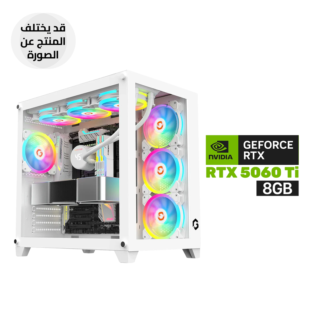 [NS033718] Gaming PC Intel Core Ultra 5-225F, H810 Motherboard, 16GB DDR5 RAM DDR5, 1TB SSD NVME, RTX 5060 TI 8GB VGA, 750 WATT PSU,L240 Liquid Cooler, GameOn Emperor Arctic Series White Case, 7x Pre-Installed ARGB Fans, Windows 11 Pro (License)