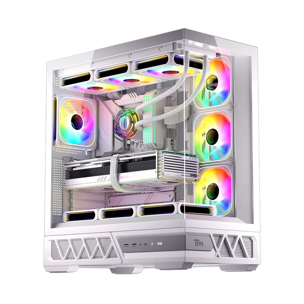 [NS033741] Twisted Minds Dominator Series ATX Mid Tower Gaming Case - White (7 ARGB Fans Included)