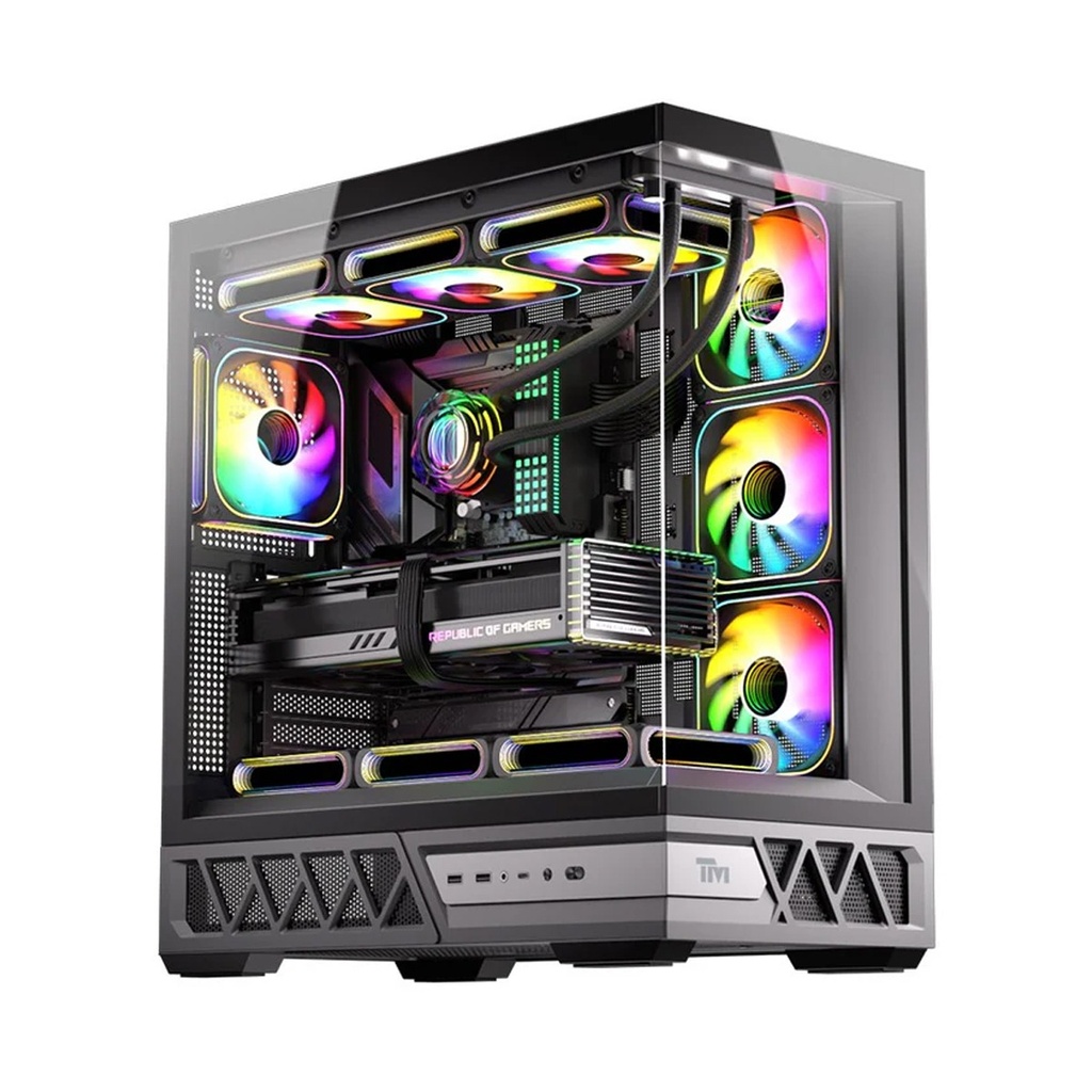 [NS033740] Twisted Minds Dominator Series ATX Mid Tower Gaming Case - Black (7 ARGB Fans Included)