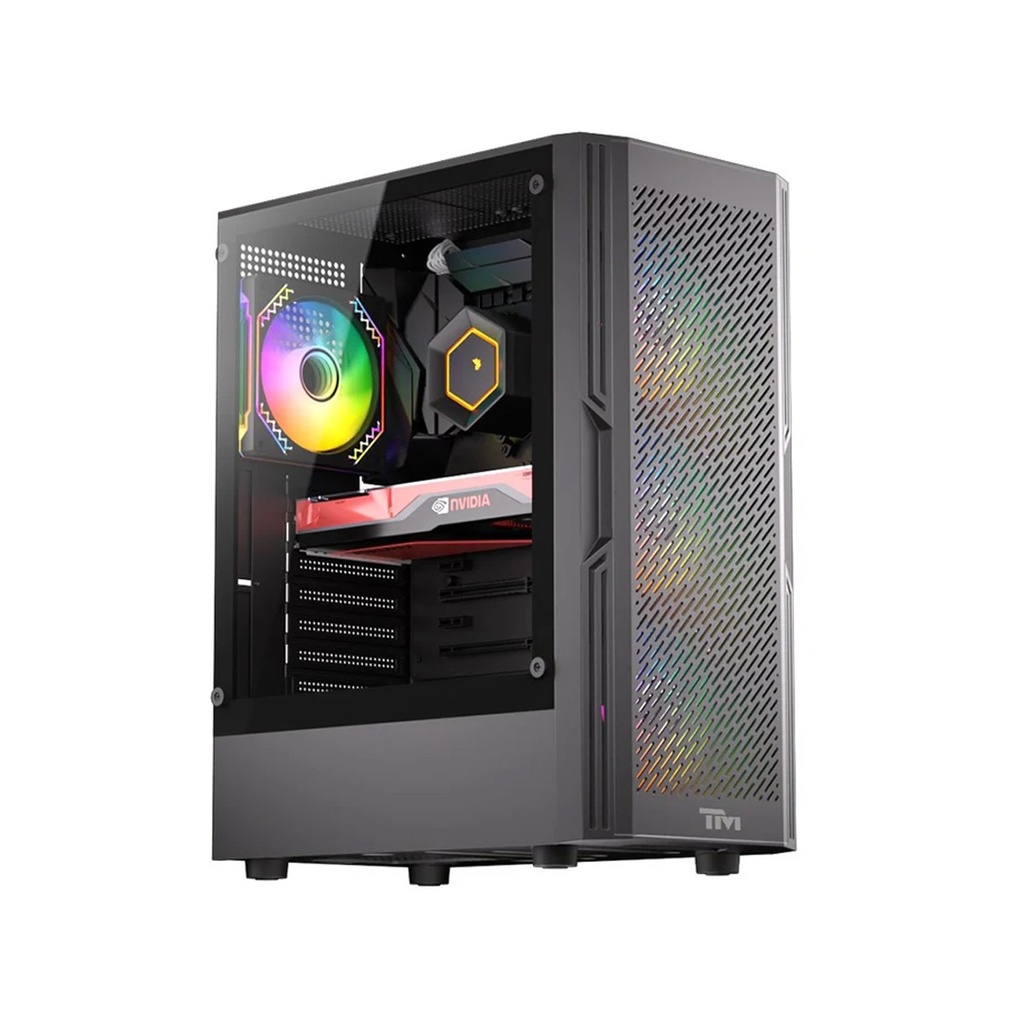 Twisted Minds Phantom II Series ATX Mid Tower Gaming Case - Black (4 ARGB Fans Included)