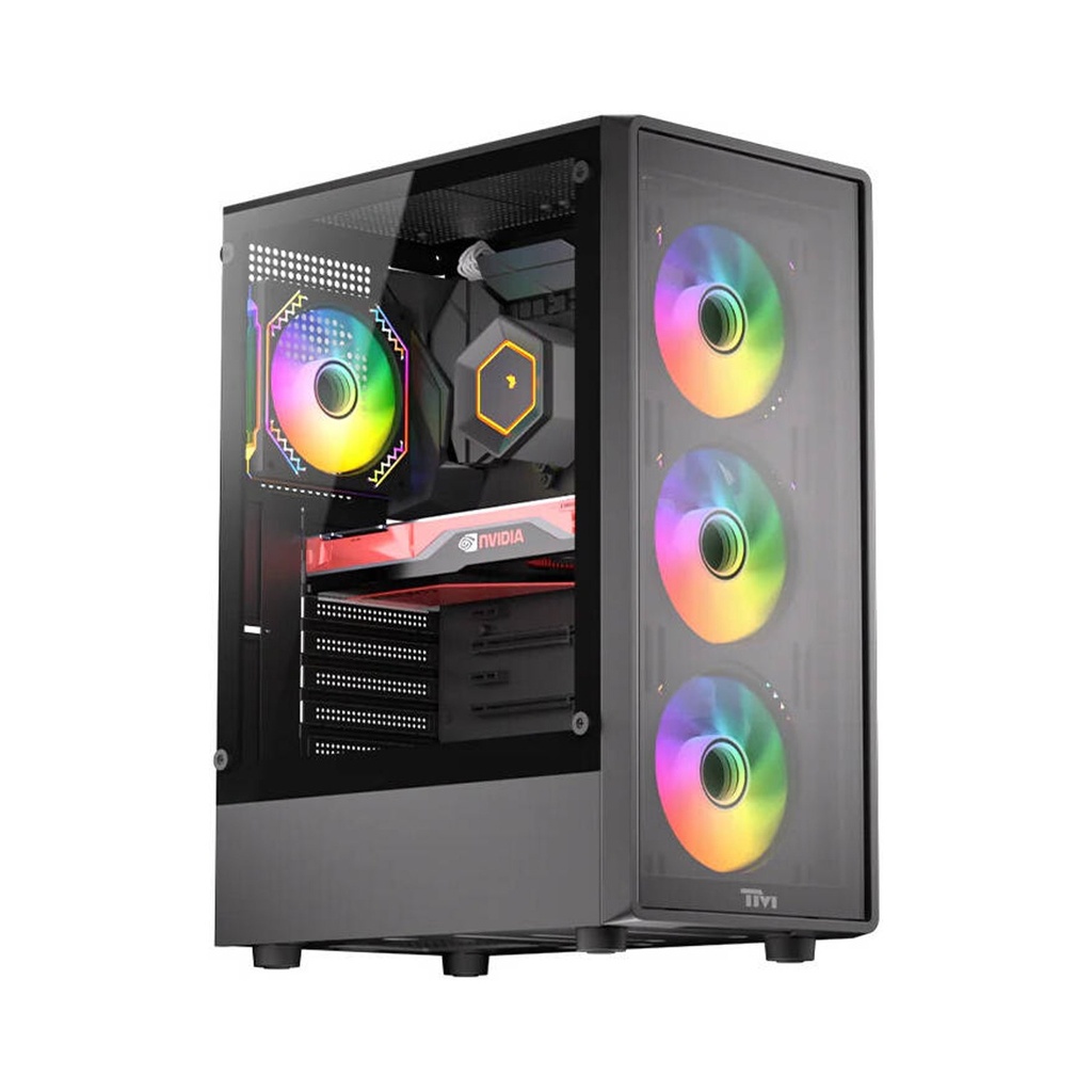 [NS033736] Twisted Minds Phantom Series ATX Mid Tower Gaming Case - Black (4 ARGB Fans Included)