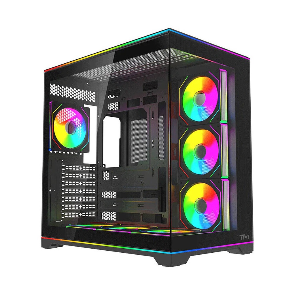 [NS033732] Twisted Minds Rampage Series ATX Mid Tower Gaming Case - Black (7 ARGB Fans Included)
