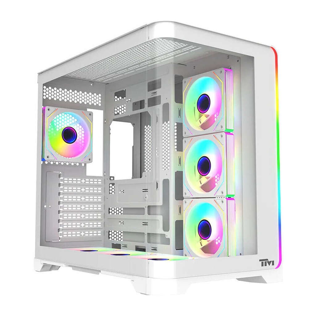 [NS033731] Twisted Minds Flux Series ATX Mid Tower Gaming Case - White (7 ARGB Fans Included)