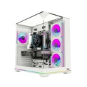 Twisted Minds Elite Series ATX Mid Tower Gaming Case - White (4 ARGB Fans Included)