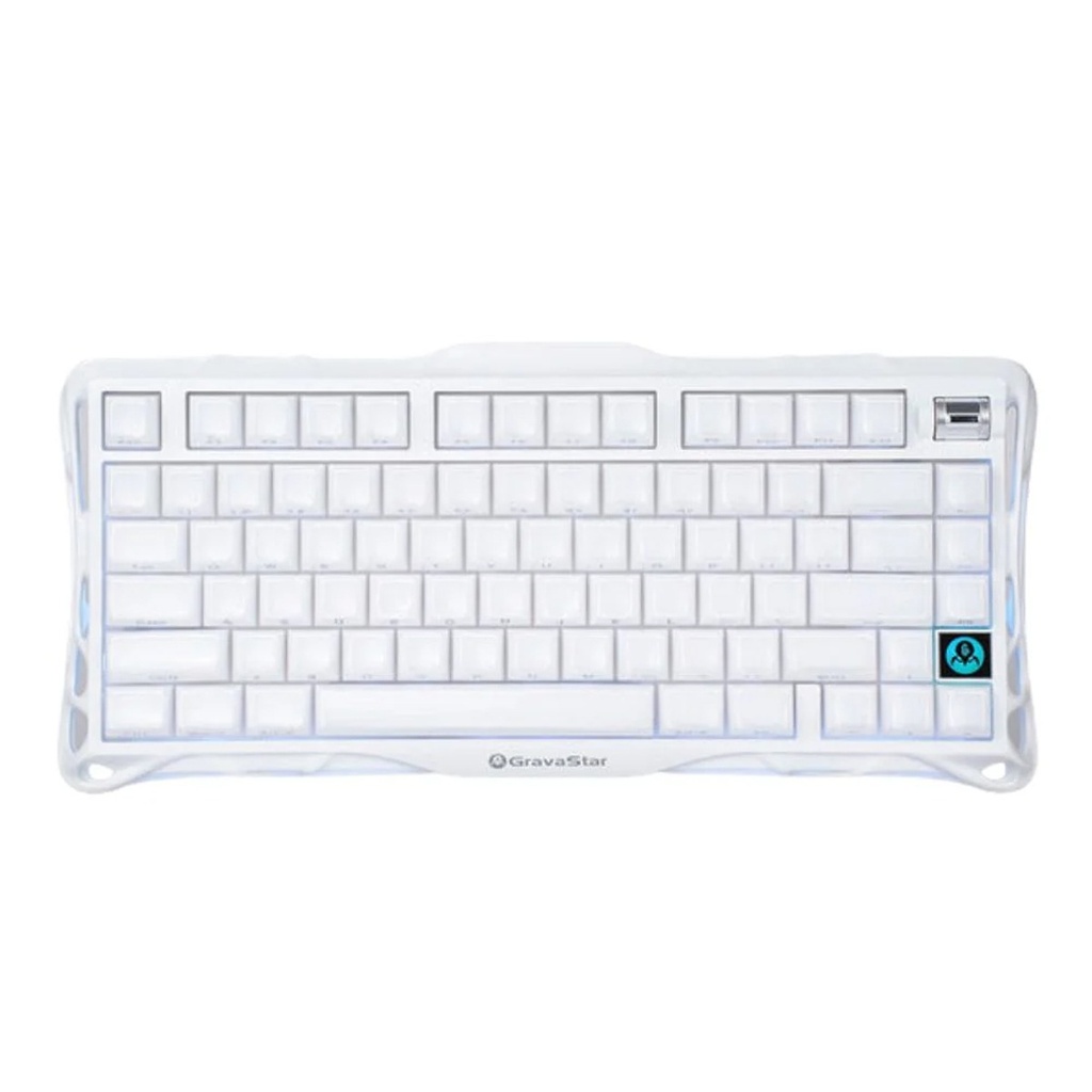 GravaStar Mercury K1 75% Wireless Mechannical Gaming Keyboard For Windows XP & Above/Mac - Opaline White