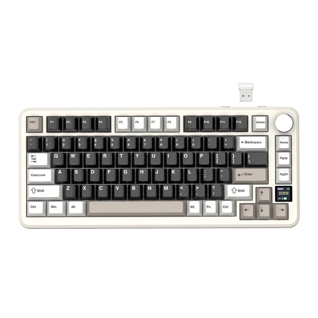 Attach Shark X85 Pro Wired+2.4G & BT Tri-Mode Swtich Mechanical Keyboard TFT Screen With Blueberry Switch - Cheese White