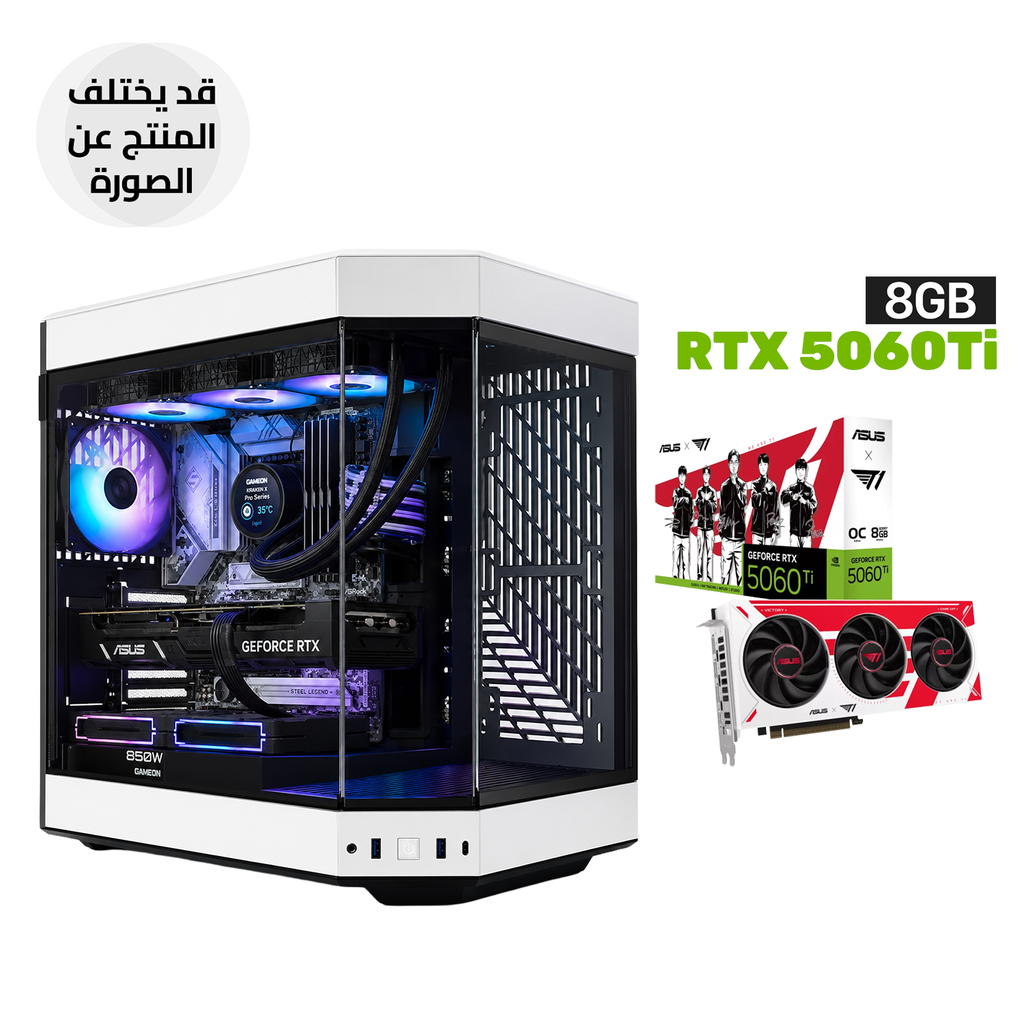 [CS-HYTE-Y60-BW-CGPC6] Gaming PC - i7-14700F Processor, ASRock B760M Steel Legend WIFI Motherboard, 16GB RAM D5, 1TB SSD NVMe, ASUS T1 GeForce RTX 5060 Ti 8GB, 850 WATT PSU, GAMEON KRAKEN X Pro Series N360 LCD Liquid Cooler, HYTE Y60 Case 3x Fans, Win 11 Pro (License)