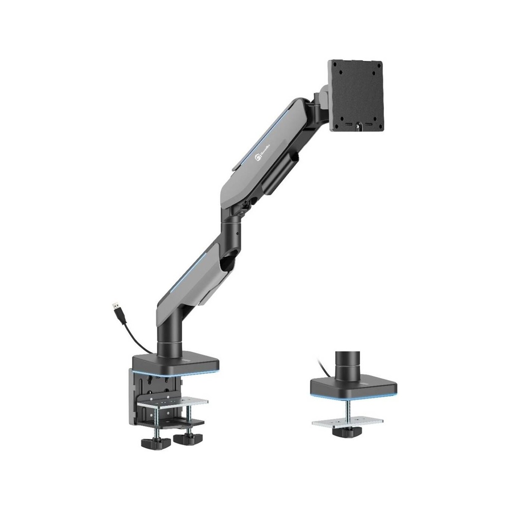 Gamertek Pivot Single RGB Monitor Arm, (Fit Screen Size 17" - 49") - Black