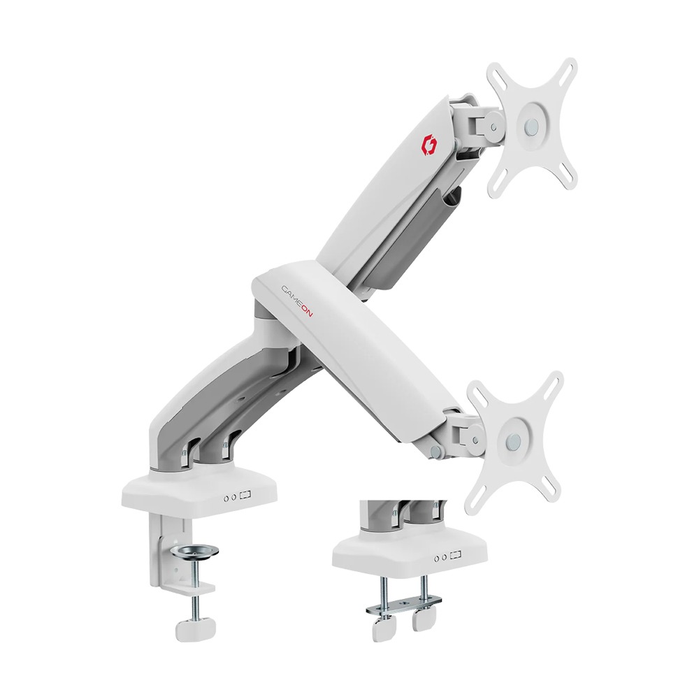 [GO-5450] GAMEON Mechanical Spring Dual Monitor Arm For Gaming & Office Use (17" - 32") Flat & Curve Monitor Arm Upto 9 Kg-White