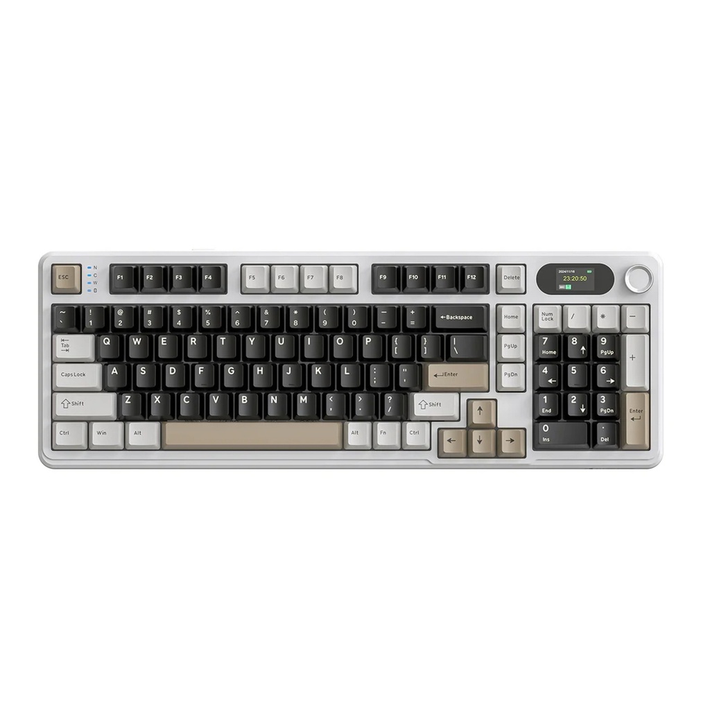 ATTACK SHARK X98PRO Tri-Mode 2.4G Wireless/Bluetooth 99% Wireless Mechanical Gaming Keyboard with 1.5" LED Matrix Screen - Cheese White