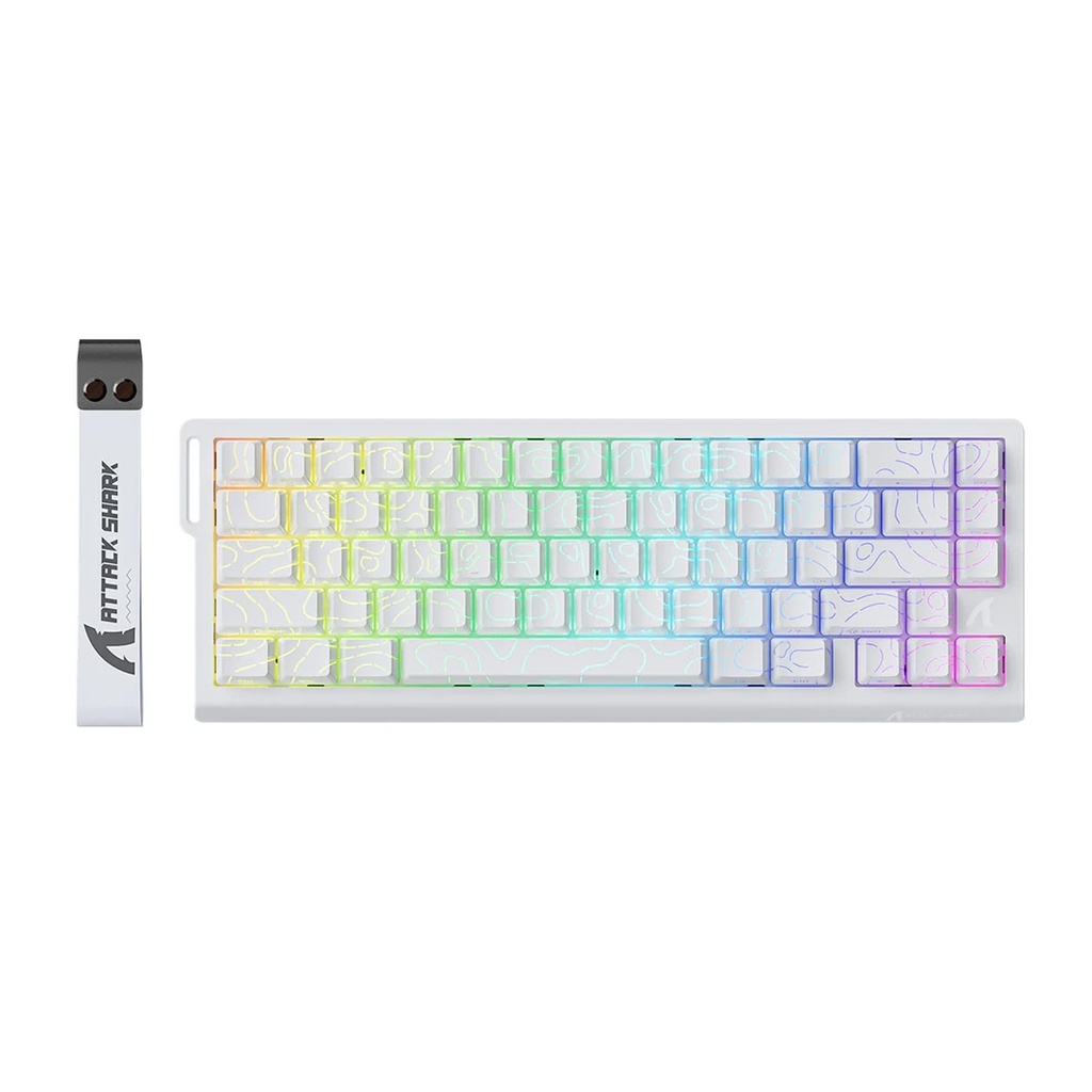 [X68-HE-WHITE] Attack Shark X68 HE Magnetic Swtich Keyboard 66Key Layout, PBT KeyCaps, RGB Light Effect For PC, Andriod, IOS, Mac - White Contour