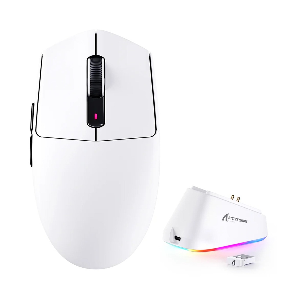 ATTACK SHARK G3PRO Tri-mode Wireless Gaming Mouse with Charge Dock 25000 DPI Ultra Lightweight - White