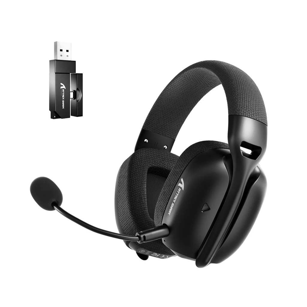 [L80PRO-BLACK] Attack Shark L80 Pro Tri-Mode Gaming Headset Noise-Cancelling, Wireless Range Upto 10 Meter - Black