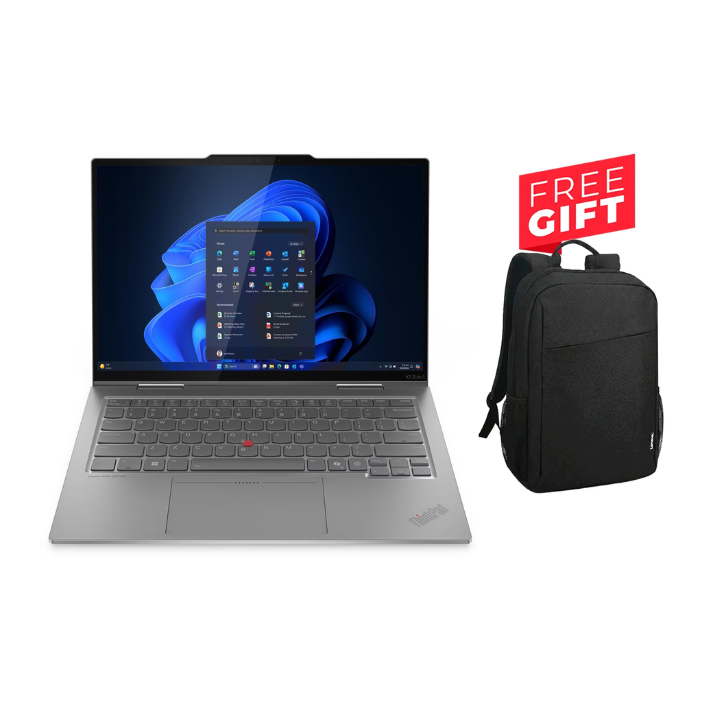 Lenovo ThinkPad X1 2-in-1 Gen 10 Aura Edition, Intel Core Ultra 7 255U Processor, 32GB RAM, 1TB NVMe SSD, Integrated Intel® Graphics, 14" WUXGA IPS Multi-touch Display, Backlit Keyboard, Windows 11 Pro License + Free Gift Lenovo Laptop Bag