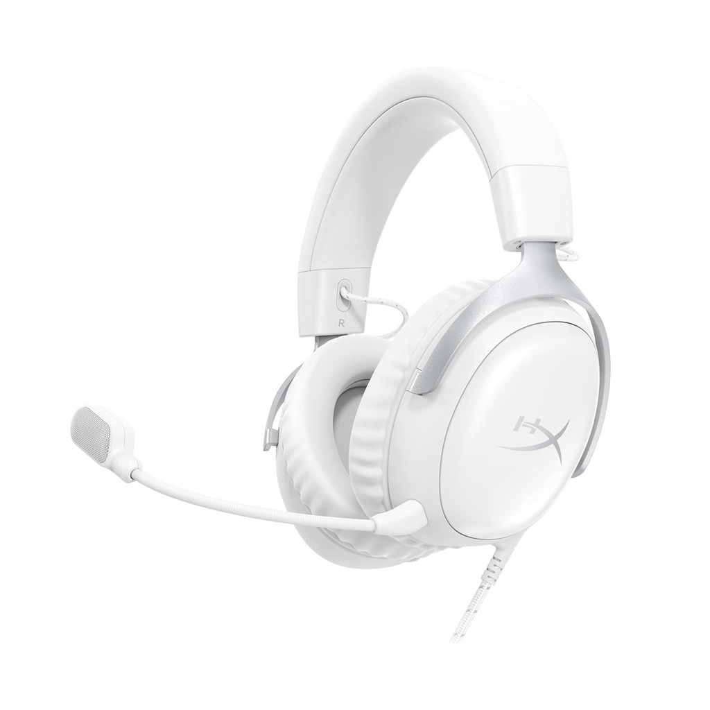 HyperX Cloud III Wired Gaming Headset Angled 53mm Driver For PC, PS5, PS4 Xbox Series X|S, Xbox One Nintendo Switch & Mobile -White
