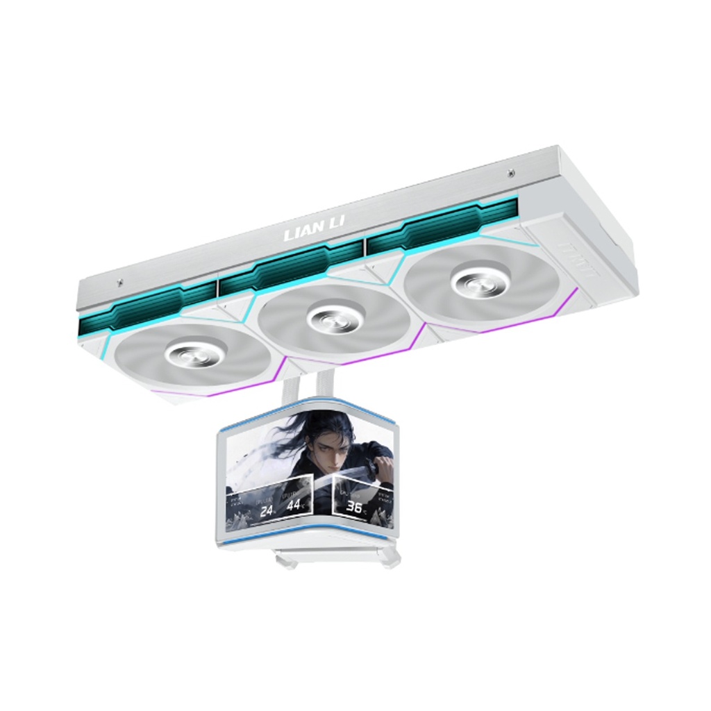 [G89.GHS2OLDC36TW.00] LIAN LI HydroShift II OLED Curved 360TL Liquid CPU Cooler with 6.67" 2K 60Hz Curved OLED Display with UNIFAN TL Flex Fans - White