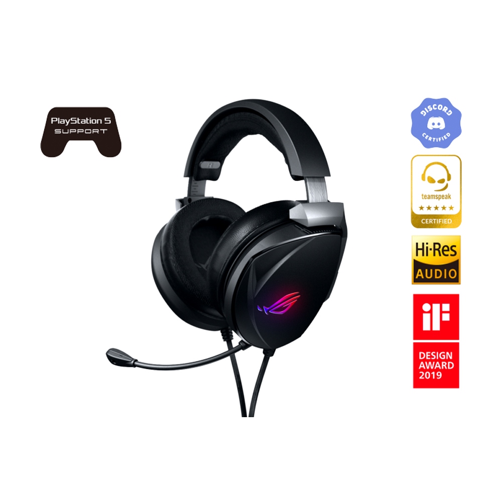 [90YH01W7-B2UA00] ASUS ROG Theta 7.1 RGB Gaming Headset, 7.1 Surround Sound, 8 Essence Drivers & Virtual Subwoofers, AI Noise-Cancelling Mic, Hybrid Ear Cushions, USB-C, Compatible with PC, Mac, PS5, Switch Black