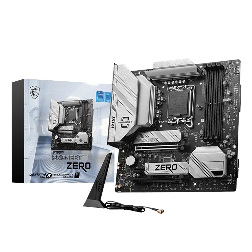 [911-7E14-004] MSI Intel B760M PROJECT ZERO DDR5 Motherboard - White