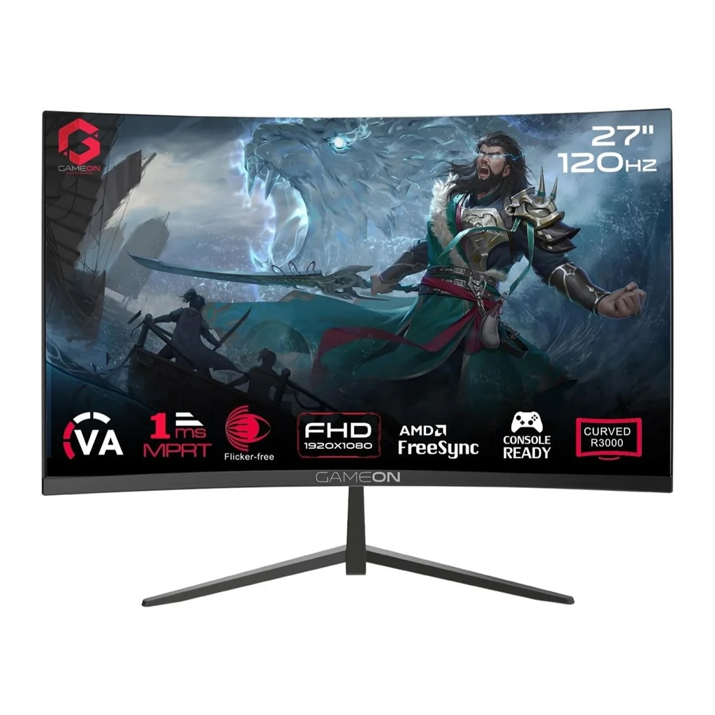 [GOC27F120VA] Gameon GOC27F120VA 27" FHD, VA 120Hz, MPRT 1ms, HDMI 2.1, Curved Gaming Monitor