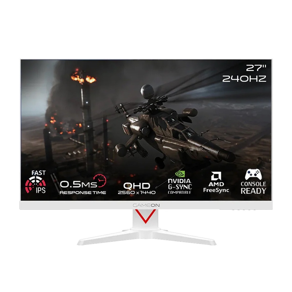 [GOAD27QHD240IPS] Gameon GOAD27QHD240IPS Dominator Series 27" 2K QHD Fast IPS 240Hz, MPRT 0.5ms, HDMI 2.1, Gaming Monitor (Supports PS5) -White"