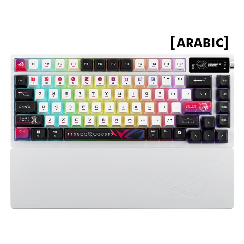 [90MP044F-BKCA30] Asus Rog M704 Azoth X 75% Mechanical Wireless Gaming Keyboard, NX Snow V2 Switch - White (Arabic layout)