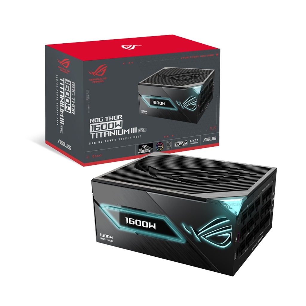 [90YE00VB-B0NA00] Asus Rog Thor Titanium III EVO 80PLUS Titanium Fully Compatible ATX 1600W ATX 3.1 & PCIe 5.1 Power Supply