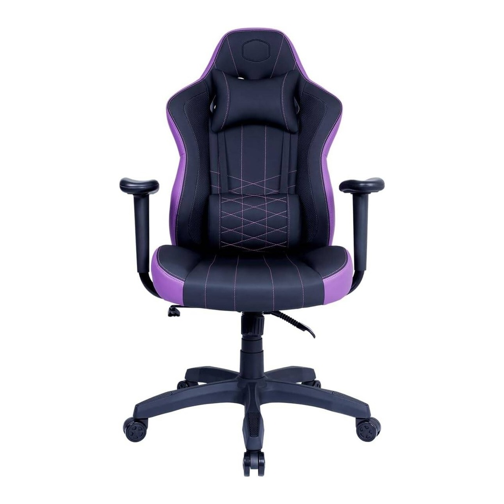 [CMI-GCE1-PR] Cooler Master Caliber E1 Series Gaming Chair, Fixed Armrest, Ergonomic Pillow Headrest, Lumbar Support - Purple/Black