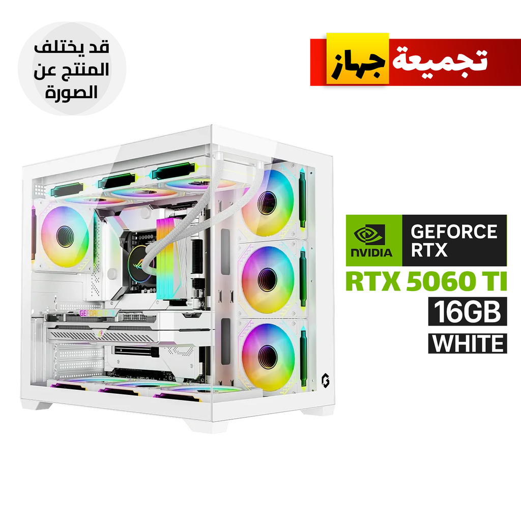 Gaming PC - Intel Core i5-14400F, ASRock B760M Steel Legend WIFI Motherboard, 16GB DDR5 RAM, 1TB SSD NVMe, RTX 5060 TI 16GB White, DarkFlash 240MM Liquid Cooler White, 850 WATT BRONZE PSU, Gameon Emperor Arctic VX Series Case 4x Fans, Win 11 Pro (License)